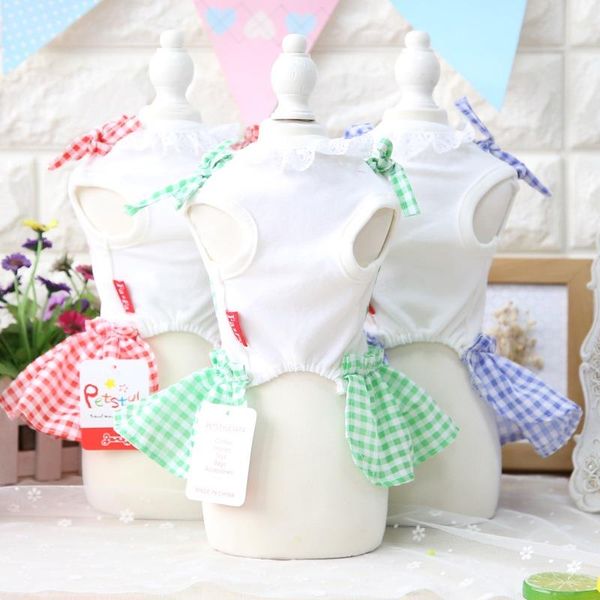 

sweet candy plaid dog dresses girls clothes for dogs cat wear products for pets yorkie maltese chiwawa dog clothes 2017