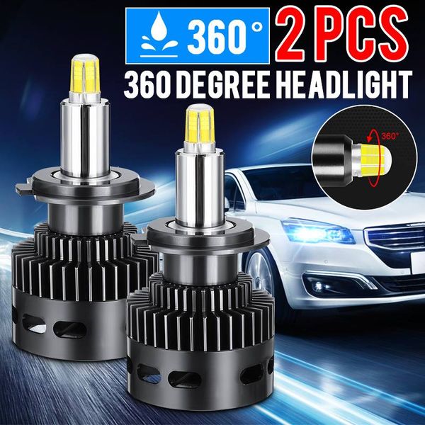 

2x 110w 14500lm car led headlight bubls mini headlight kit 360 3d stereo light bulb fog light 6500k white h1 h7 h11 waterproof