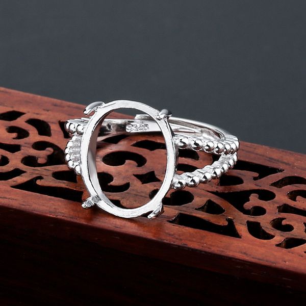 

S925 Silver Mens and womens ring holder temperament simple honey wax empty ring 11 14 12 14 12 16 13 18