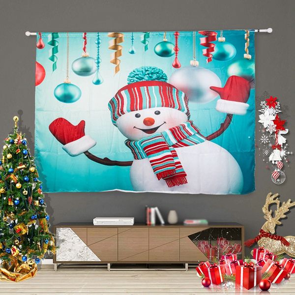

merry christmas window curtain snowman santa claus elk pattern curtain christmas living room bedroom valance curtains