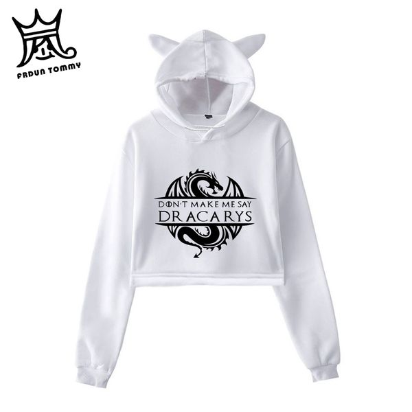 

dracarys long sleeve vintage style mujer kawaii hoodies sweatshirt cute girl cat hooded dracarys women clothes, Black