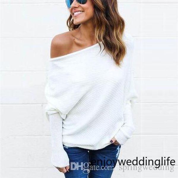 

gray burgundy navy autumn women's sweaters off shoulder loose pull female fashion designer winter coats pullover s-xl fs5819, White;black