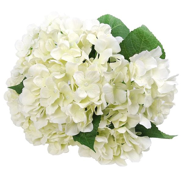

artificial flowers silk 7 big head hydrangea bouquet for wedding, room, home, l, party decoration and holiday gift white