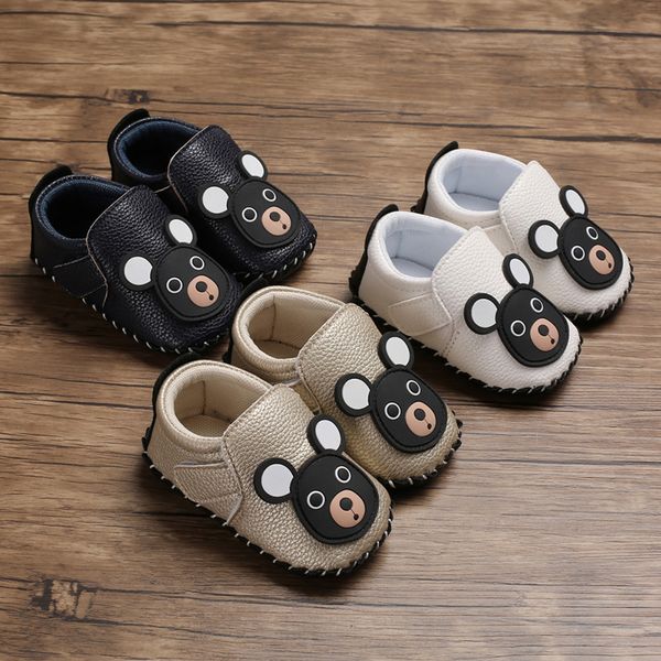 

spring and autumn baby shoes 0-1 year old men and women baby shoes rubber sole non-slip cartoon head pu toddler