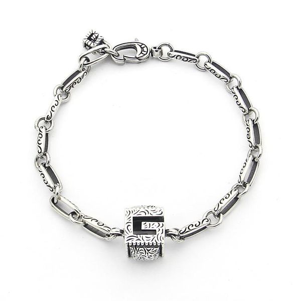 

2020 designer three-dimensional g-letter inscribed pattern bracelet ya gold version of men's g-word pendant hemp hand chain hand-chain, Black