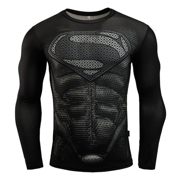 

2019 3d punisher running shirt men t-shirt long sleeve compression shirts gym t-shirt fitness sport shirt men, Black;red