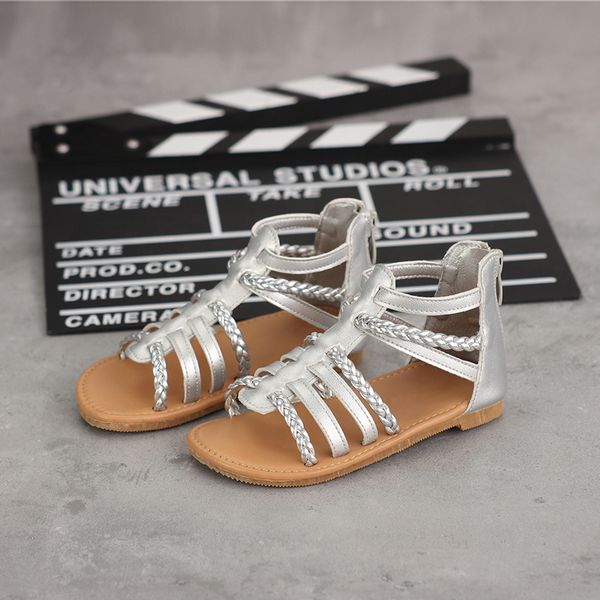 

2020 new summer children's shoes children girls roman beach sandals korean baby strap flat princess shoes t200411, Black;red