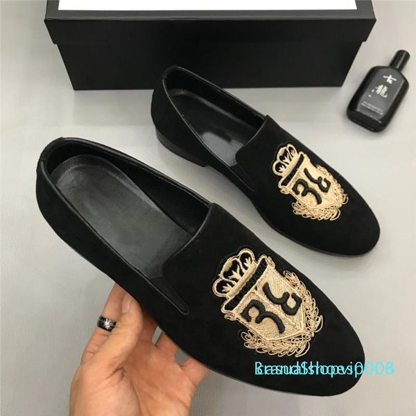 

2019 italy brand fashion designers slides oxford shoes loafers mens casual slippers leather embroidery shoes sneakers c06, Black