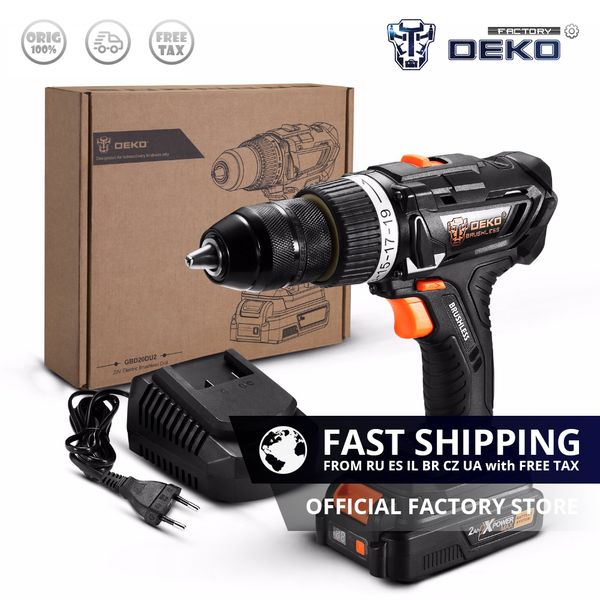 

factory outlet deko gbd20du2 brushless electric cordless drill 2000mah screwdriver lithium-ion battery 13mm 2-speed 58nm torque