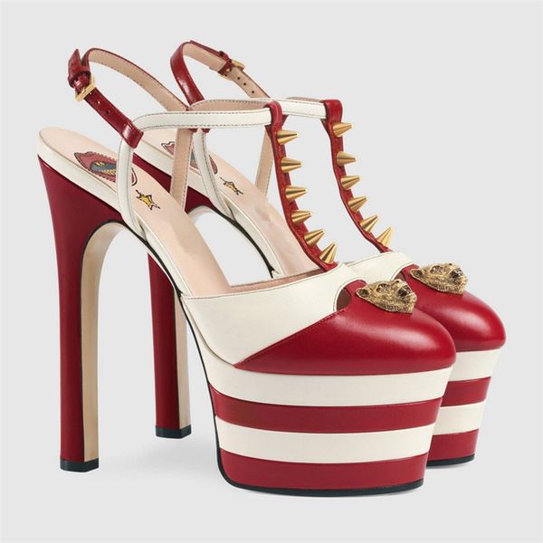 

6cm platform spiked gladiator sandals women striped metallic 16cm heels pumps escarpins ladies prom wedding shoes mary jane, Black