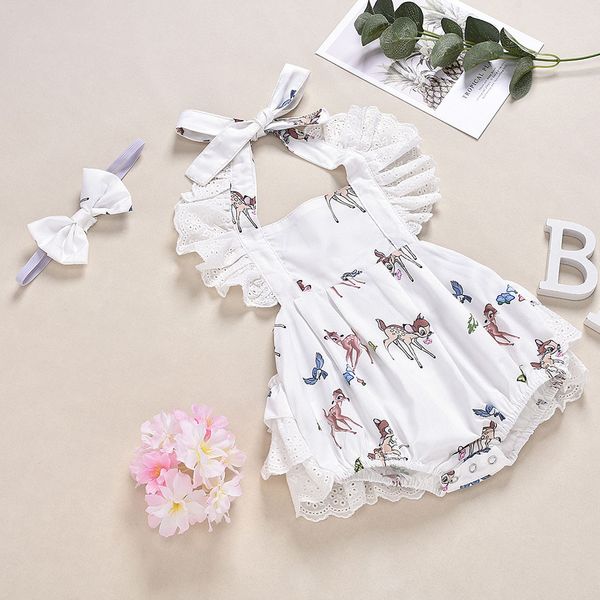

fashion baby girl clothes new arrival girl clothing infant baby boys christmas xmas fawn print romper hairband outfits, Blue