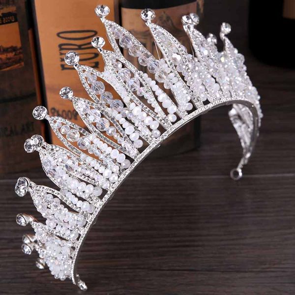 

new white luxury big crystal bridal bride queen princess pageant tiara crowns headband women girl wedding party hair ornaments, Golden;white