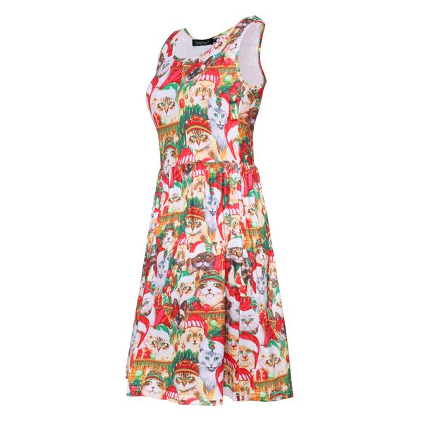 

european and american cross border women's dress amazon popular christmas fashion print dress, Black;gray