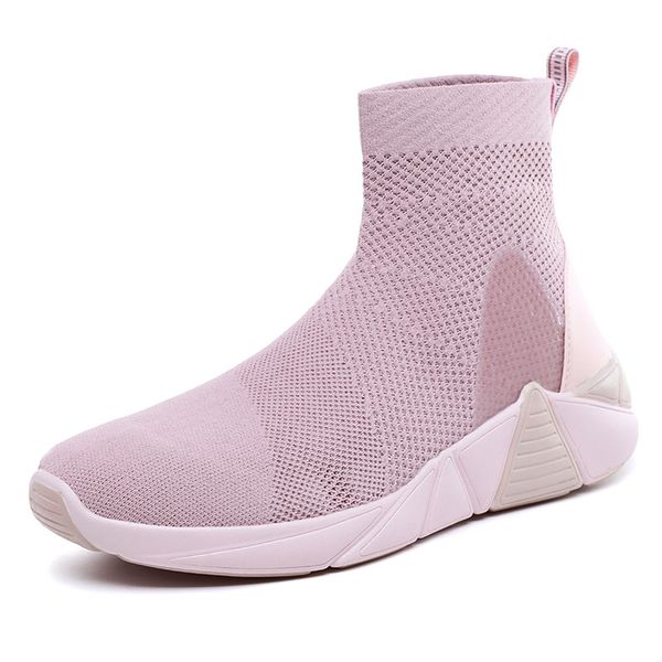 

high socks running shoes for women summer breathable slip on sneakers pink/black ladies sport walking jogging shoes