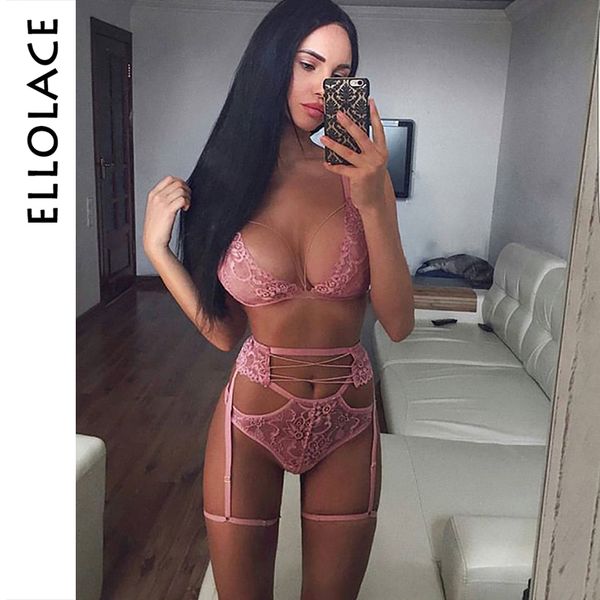 

ellolace sexy кружева белье белье стрингами женщины наборы soft femme 3 цвета сексуальная мода новый babydoll бюстгальтер открытый краткие н, Red;black