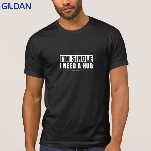 

casual i'm single i need a hug funny valentine holiday t-shirts gents tee shirt t-shirt men basic solid unique cool hiphop, White;black