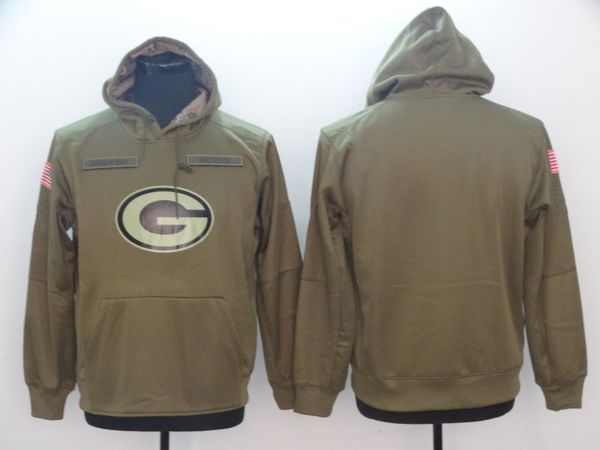 

2018 Green Bay Sweatshirt Packers Men Women Youth Salute to Service Sideline Therma Performance Pullover Hoodie Olive