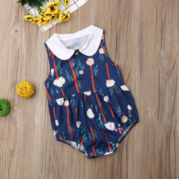 

pudcoco 2019 summer infant baby girl одежда без рукавов цветок воротник bodysuit комбинезон общая outfit cute set, White
