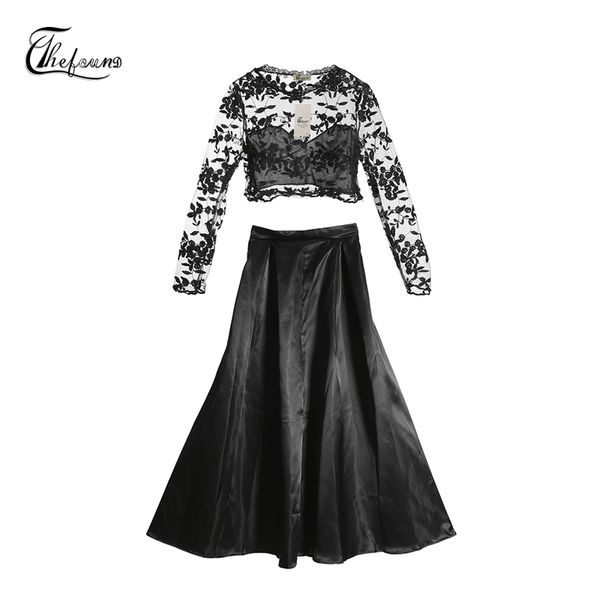 

formal wedding bridesmaid long evening party 2pcs short length lace black slim black leather zipper high waist skirts, White