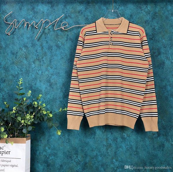 

19fw великобритания лондон ткань осень и зима последняя полоса качества шаблон свитер мужской дизайнер прохладно дикий хаки вязать свитер ве, Black;brown