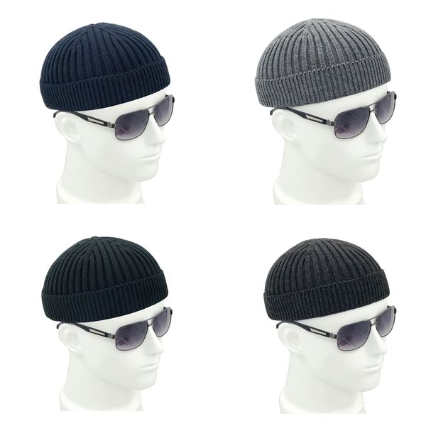 

leon men winter knitted skullcap hat women solid soft wool beanie skull cap fashion retro navy miki warm elastic headwear