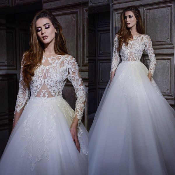

белый a line тюль sheer с длинным рукавом пляж страна старинные готические свадебные платья дешевые abiti da sposa африканские свадебные пла, White