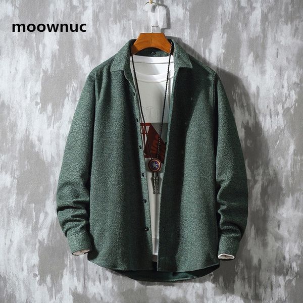 

men's casual shirts 2021 autumn arrival youth style mens long sleeves woollen cloth shirt men size -5xl, White;black