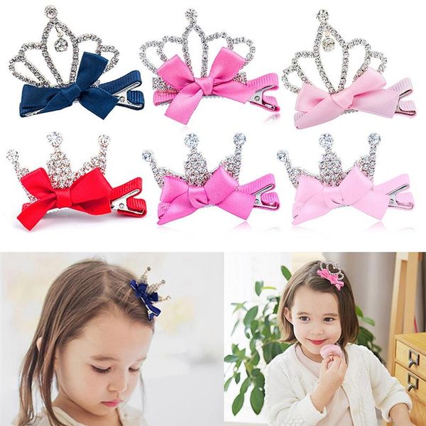

6pcs/set kids hair clips lovely crown decor party hairpin hair barrette alligator clip accessories party dress up, Slivery;white