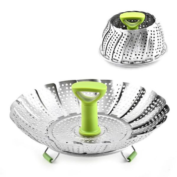 

stainless steel steamer basket collapsible steamer for steaming food metal handle foldable legs fit various pot pressur l1