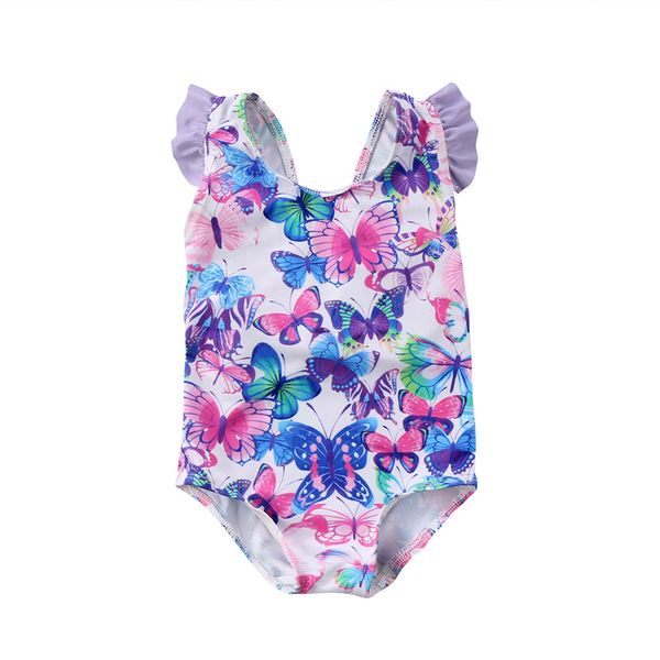 

2018 children bikini one piece new baby girl flower bowkn0t bathing suit backless swimwear cute kids ruffles swimming swimsuit, Blue
