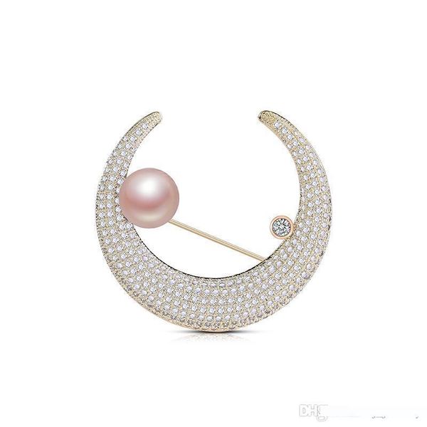 

ювелирные изделия медь брошь childhood memories изогнутые moon pearl copper циркон брошь pin подарка способа вспомогательное оборудование вы, Gray