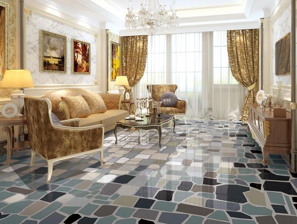 3d Floor Tiles Simple Fashion Abstract Gradient Pattern Geometry 3 D Photo Wallpaper For Living Room 3d Floor Tiles Self Adhesive Wallpaper Free