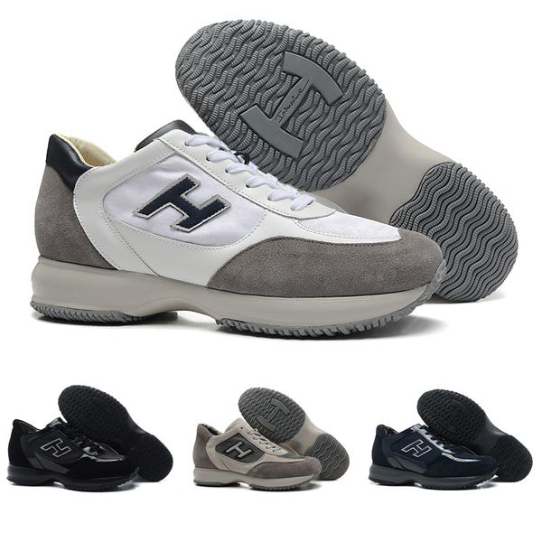 

2019 sale hogans mens walking shoes dark greyleather leisures shoes interactive outdoor h casual shoes fast delivery, Black