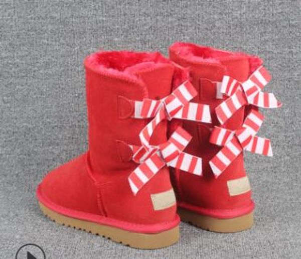 

christmas designer women winter snow boots fashion australia classic short bow boots ankle knee bow girl mini bailey boot 2020 size 35-41, Black