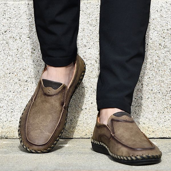 

autumn winter shoes men casual shoes loafers men artificial leather keep feet warm big size, Black