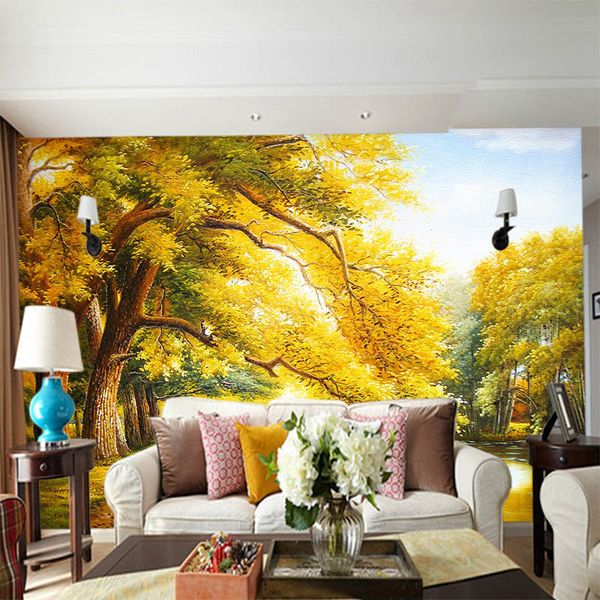 

3d non-woven big maple forest mural wallpaper sofa bedroom tv background wall custom wallpaper wallpaper large mural