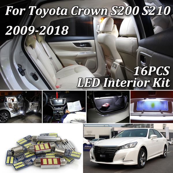 

16pcs white canbus led car interior lights package kit for crown s200 s210 led door license plate light kit (2008-2018