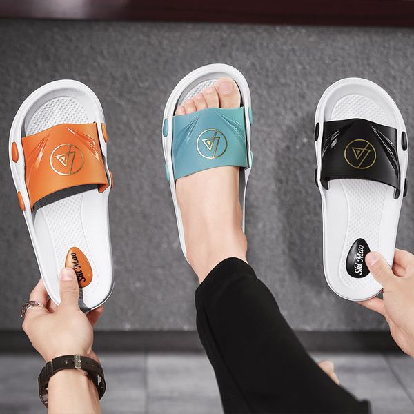 

summer mens slippers 2020 fashion outdoor slides indoor non-slip slippers beach flip flops personalized men hombre shoe, Black