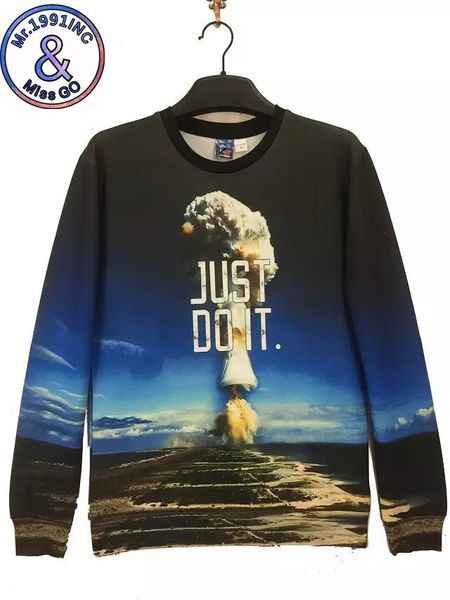 

мужская дизайнерская 3d цифровая печать мужчины и женщины творческий длинный рукав круглый вырез пуловер свитер, Black