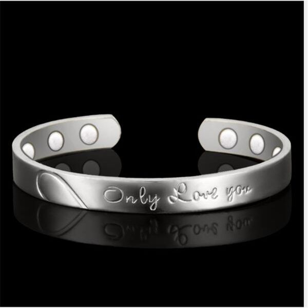 

health magnetic therapy letter bracelet woman copper plating jewelry, Black