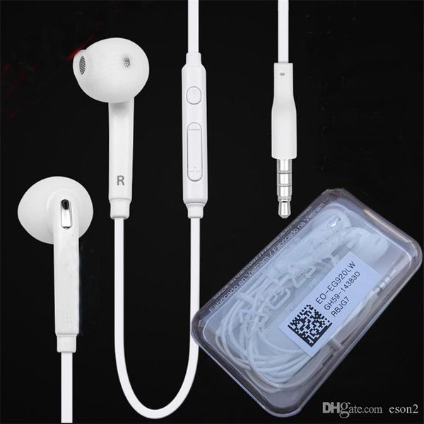 

s6 earphone headphone 3.5mm in-ear earphones headphones headset with mic with retail package for samsung s6 s7 s8