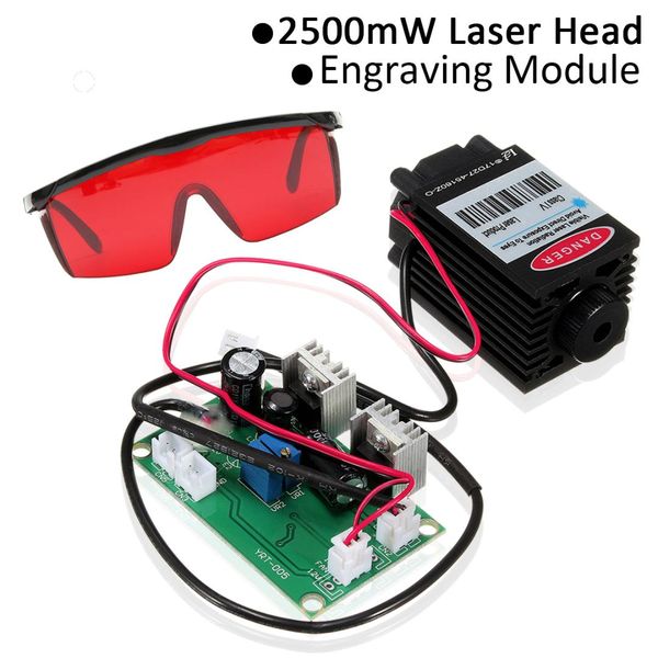 

450nm 2500mw high power focusing blue laser modulel 12v diy cnc cutting laser engraver accessories 2.5w + goggles