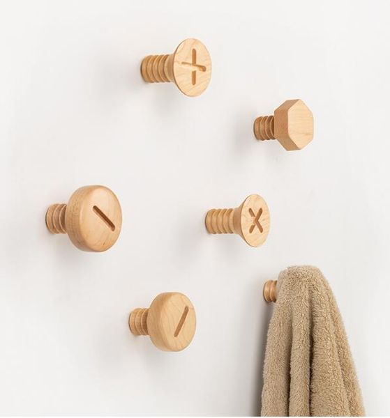 2019 Screw Cap Rack Ins Solid Wood Hooks Creative Wood Screw Hooks