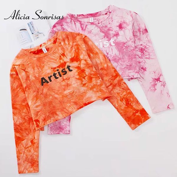 

2020 women's fashion sweatshirts tie-dye printing hoodies loose letters long-sleeved o-neck pullovers sweatshirt female, Black