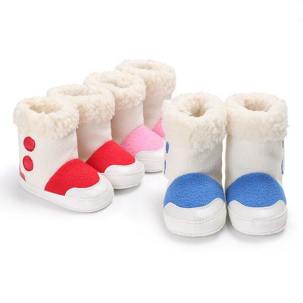 

emmababy baby infant girls warm boots newborn toddler patchwork fashion soft fleece sole shoes 0-18m winter, Black;grey