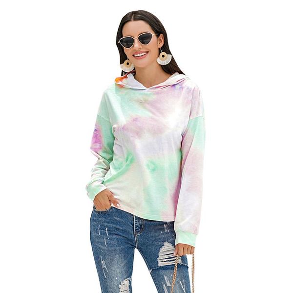 

harajuku hoodies gradient color women long-sleeved o-neck sweatshirt 2020 new autumn tie-dye printed loose hoodie pullover, Black