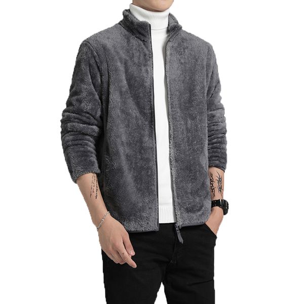 

autumn winter men fleece jacket mens cardigan sweater man thicken thermal warm coat male outdoors sports windproof overcoat 3xl, Black;brown