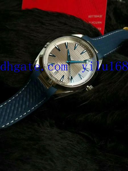 

mens 42mm automatic vs factory aqua terra grey patterned dial with blue arrow head markers calibre 8900 automatic date watches, Slivery;brown