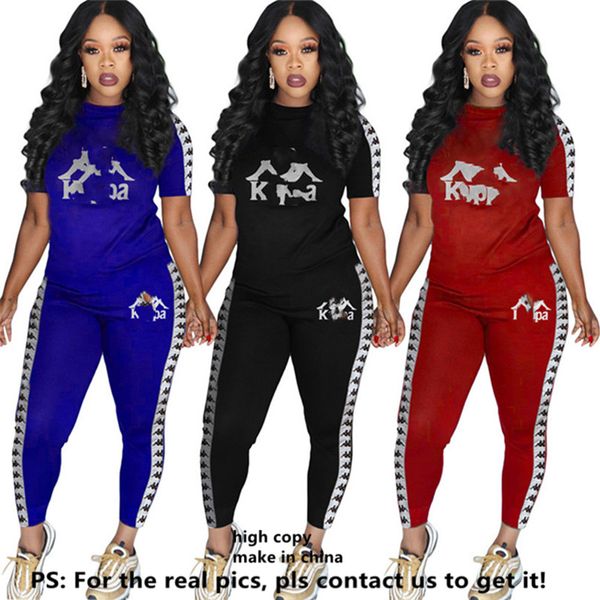 

women brand outfits casual tracksuit 2 piece set short sleeve t shirt+leggings designer spring summer clothes sports running suit 2792, White