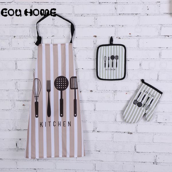 

3pcs/set tableware pattern antifouling aprons placemat gloves insulated microwave oven gloves anti-hot mats kitchen accessories